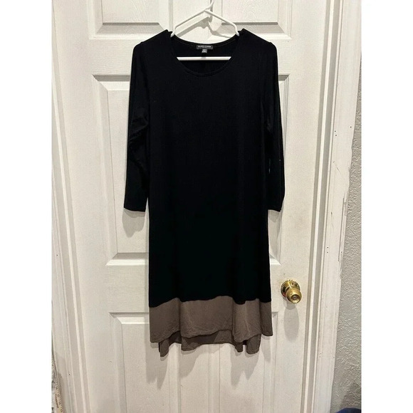 Eileen Fisher Size Large Petite Jersey Colorblock Dress Lagenlook Comfort - Picture 1 of 6